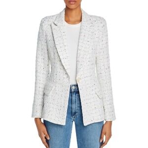 Amanda Uprichard Aldridge Tweed Blazer White‎ Colorful Size Large Office
